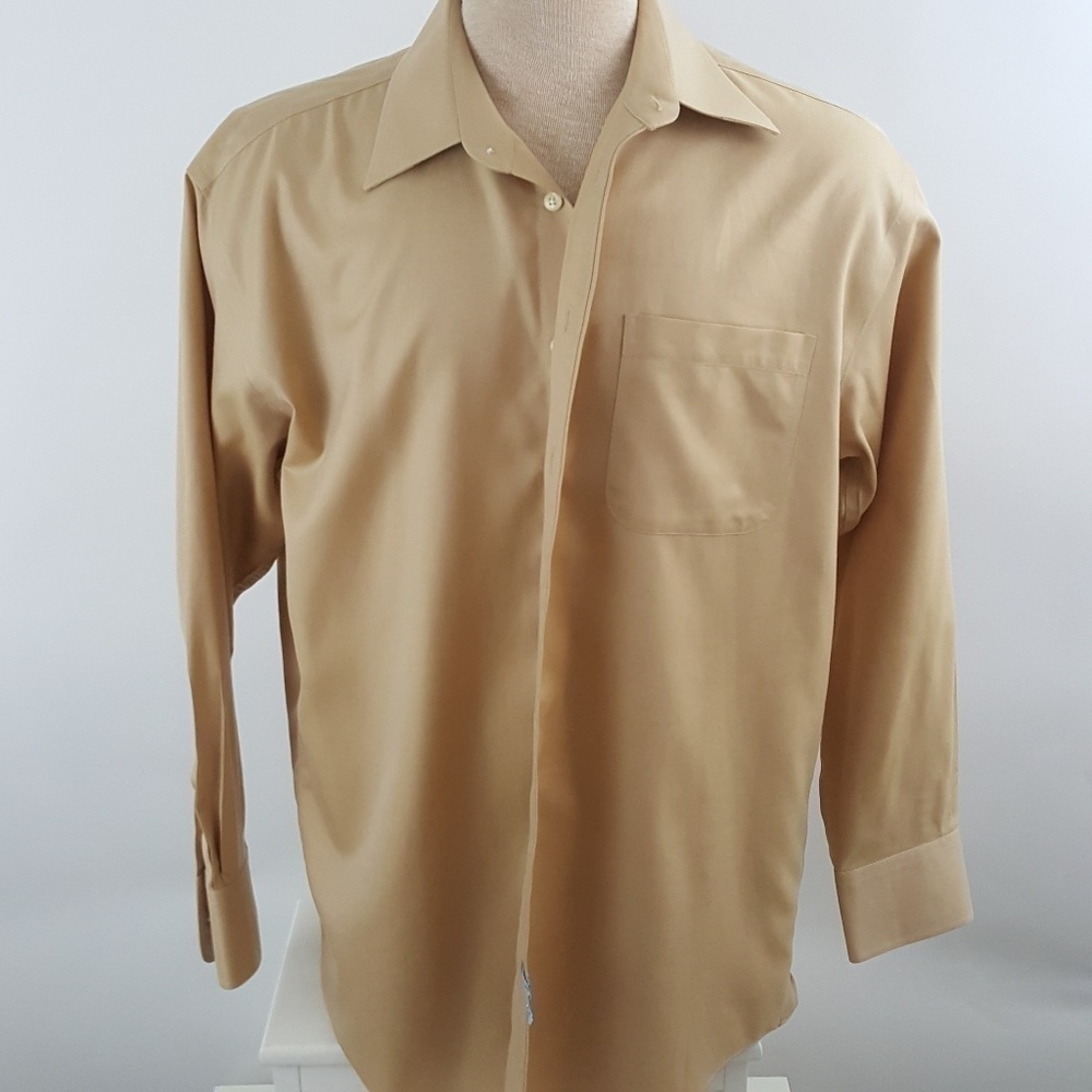 NAUTICA TAN BUTTON-DOWN DRESS SHIRT MEDIUM